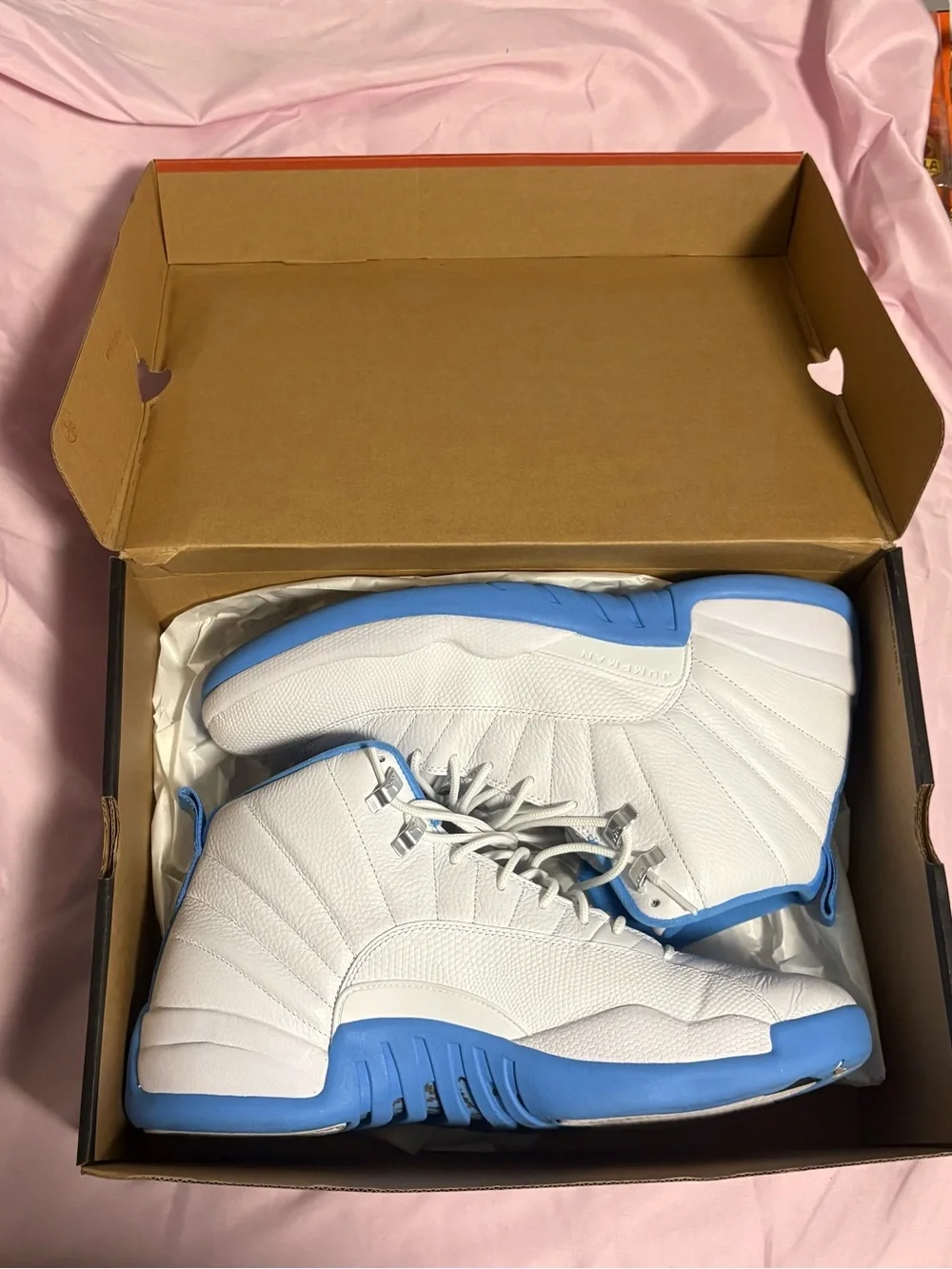 ONLY WORN ONCE Jordan High-Top Sneakers in White and Light Blue